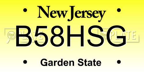 B58HSG New Jersey License Plate