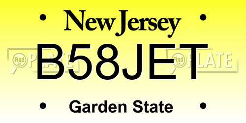 B58JET New Jersey License Plate