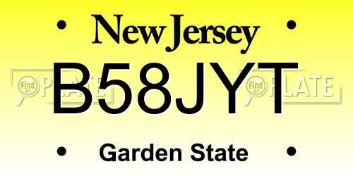B58JYT New Jersey License Plate