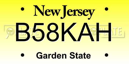 B58KAH New Jersey License Plate