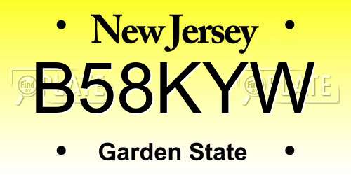 B58KYW New Jersey License Plate