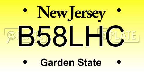 B58LHC New Jersey License Plate