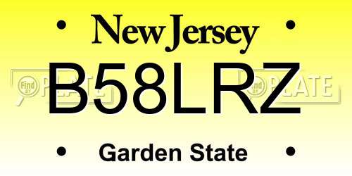 B58LRZ New Jersey License Plate