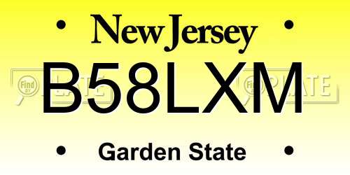 B58LXM New Jersey License Plate