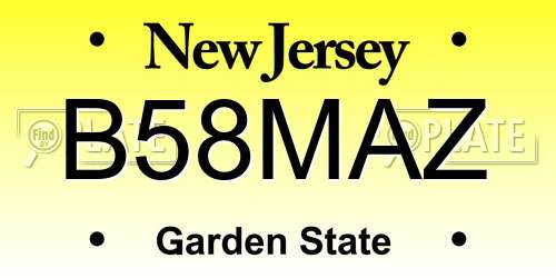 B58MAZ New Jersey License Plate