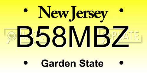 B58MBZ New Jersey License Plate