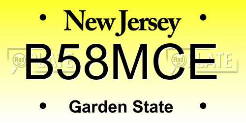 B58MCE New Jersey License Plate