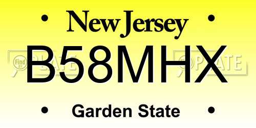 B58MHX New Jersey License Plate