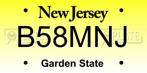 B58MNJ New Jersey License Plate
