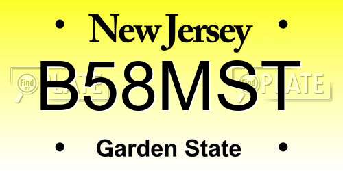 B58MST New Jersey License Plate