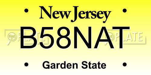 B58NAT New Jersey License Plate