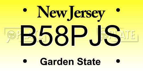 B58PJS New Jersey License Plate