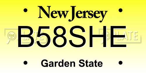 B58SHE New Jersey License Plate
