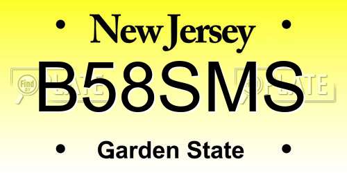 B58SMS New Jersey License Plate