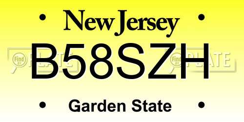 B58SZH New Jersey License Plate