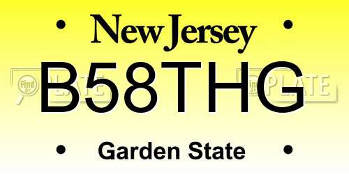 B58THG New Jersey License Plate