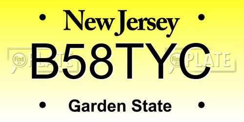 B58TYC New Jersey License Plate
