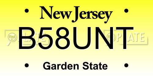 B58UNT New Jersey License Plate