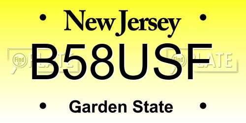B58USF New Jersey License Plate