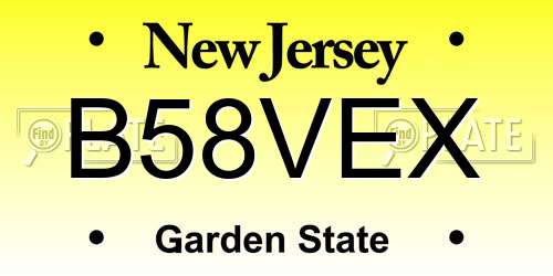 B58VEX New Jersey License Plate