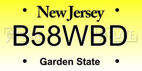 B58WBD New Jersey License Plate