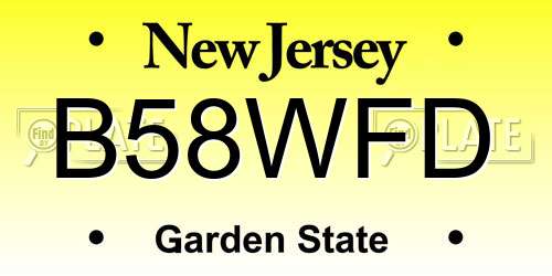 B58WFD New Jersey License Plate