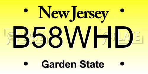 B58WHD New Jersey License Plate