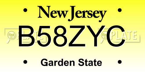 B58ZYC New Jersey License Plate