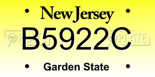 B5922C New Jersey License Plate