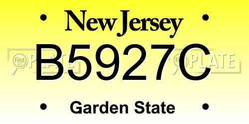 B5927C New Jersey License Plate