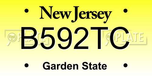 B592TC New Jersey License Plate