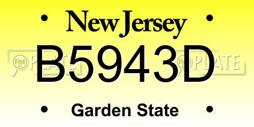 B5943D New Jersey License Plate