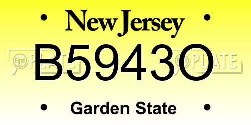 B5943O New Jersey License Plate