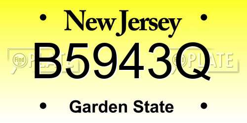 B5943Q New Jersey License Plate