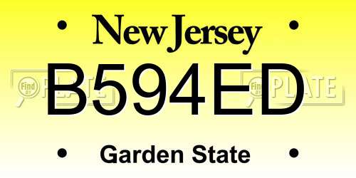 B594ED New Jersey License Plate