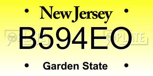 B594EO New Jersey License Plate