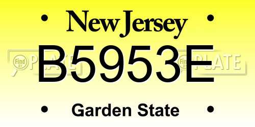 B5953E New Jersey License Plate