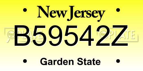 B59542Z New Jersey License Plate