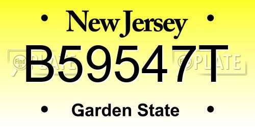 B59547T New Jersey License Plate