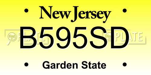 B595SD New Jersey License Plate