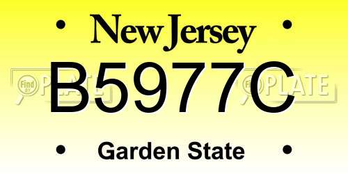 B5977C New Jersey License Plate