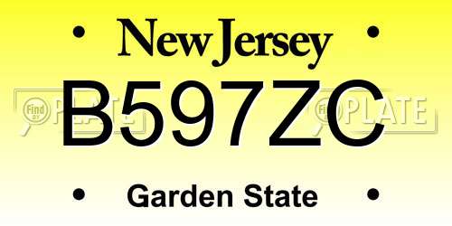 B597ZC New Jersey License Plate