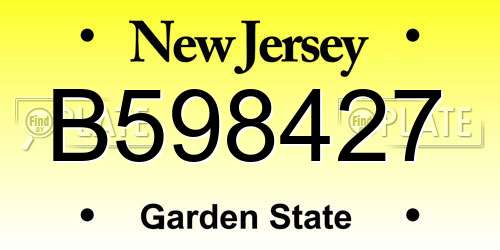B598427 New Jersey License Plate