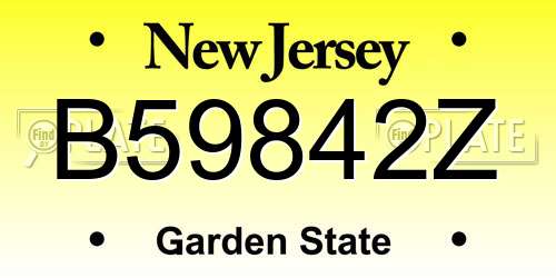 B59842Z New Jersey License Plate