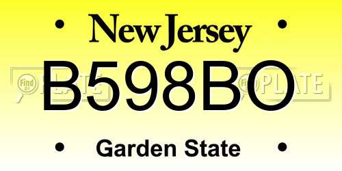 B598BO New Jersey License Plate
