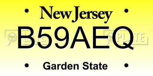 B59AEQ New Jersey License Plate