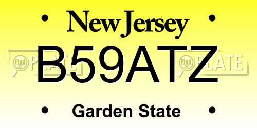 B59ATZ New Jersey License Plate