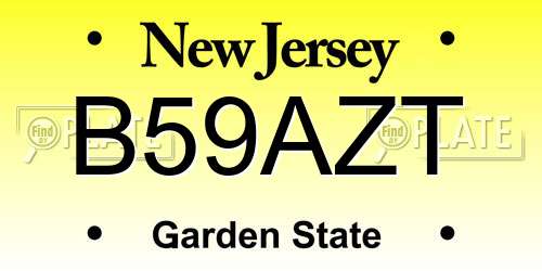 B59AZT New Jersey License Plate