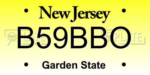 B59BBO New Jersey License Plate
