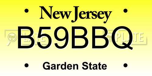 B59BBQ New Jersey License Plate